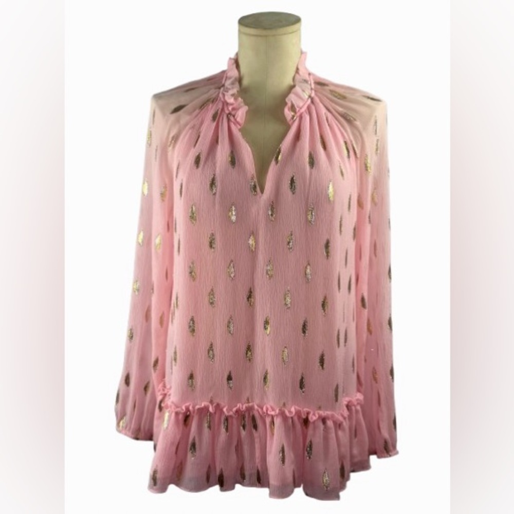 LILLY PULITZER • SAVANNA BLOUSE • "PINK TROPICS TINT"